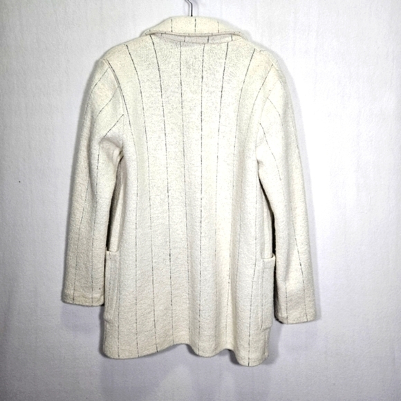Rachel Zoe Women's Ivory Pinstriped Wool-Blend Coat Jacket Size Medium - Picture 8 of 10